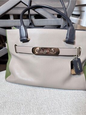 Coach Tan and Green Bag